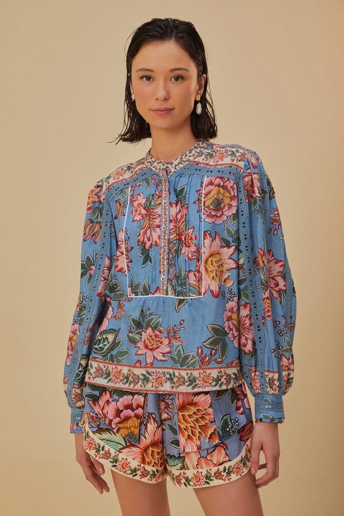 WONDERFUL BOUQUET LONG SLEEVE BLOUSE