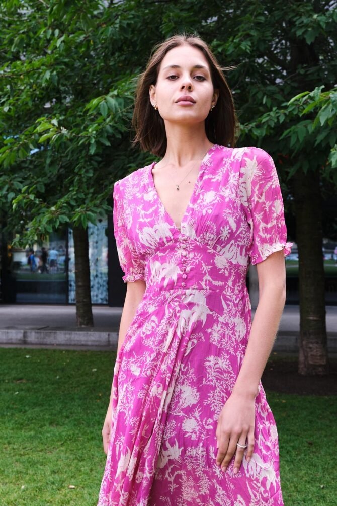 62279 BUTTONED FLORAL DRESS