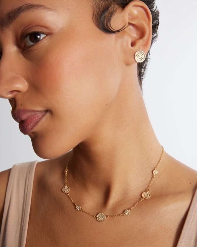 CONTRAST DOTTED STATION COLLAR NECKLACE - Image 2