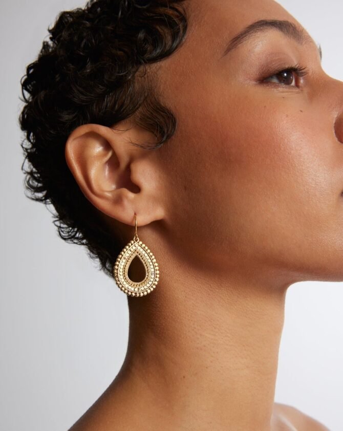 LARGE SCALLOPED OPEN DROP EARRINGS - Image 2