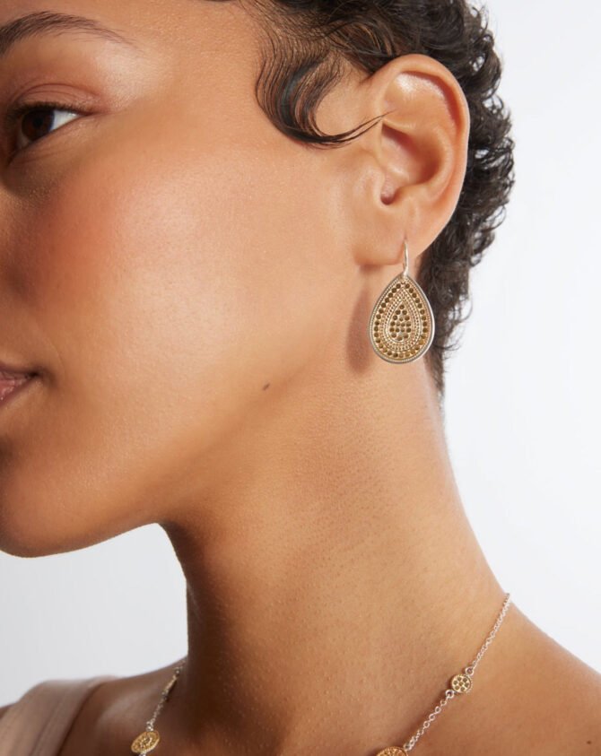 CONTRAST DOTTED TEARDROP EARRINGS - Image 2