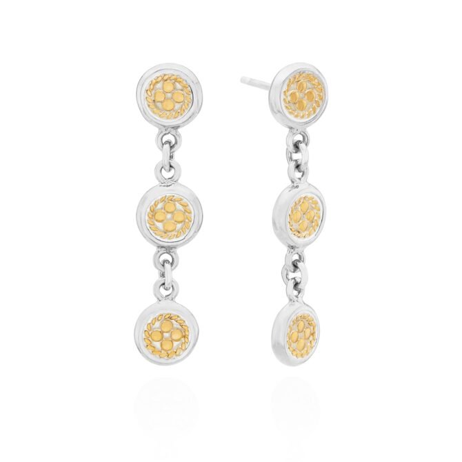 RIM TRIPLE DROP SILVER EARRINGS