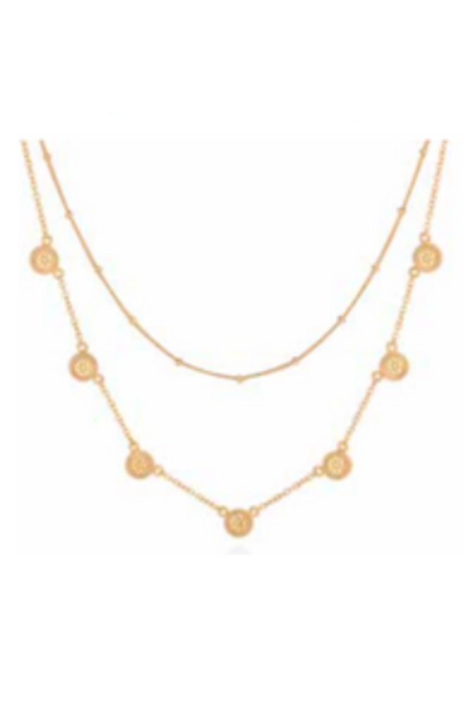 DOUBLE CHAIN DISC NECKLACE