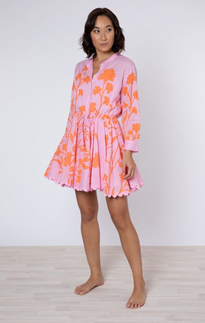 LONG SLEEVE MAJORELLE PRINT BEACH DRESS