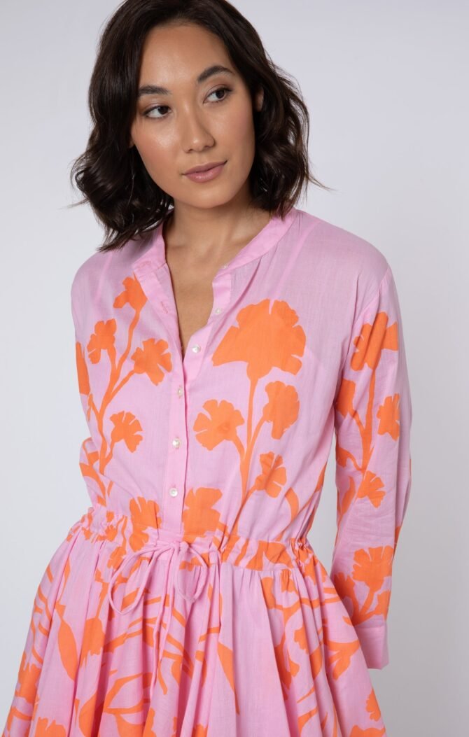 LONG SLEEVE MAJORELLE PRINT BEACH DRESS - Image 2
