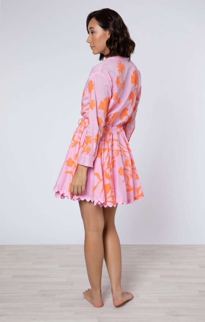 LONG SLEEVE MAJORELLE PRINT BEACH DRESS - Image 3