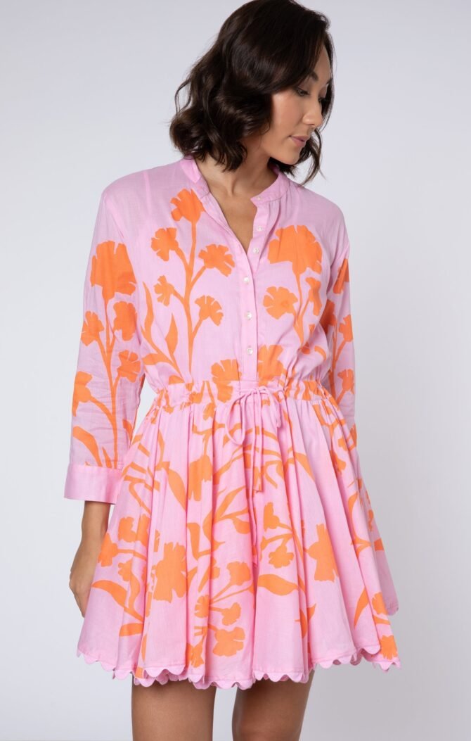 LONG SLEEVE MAJORELLE PRINT BEACH DRESS - Image 4