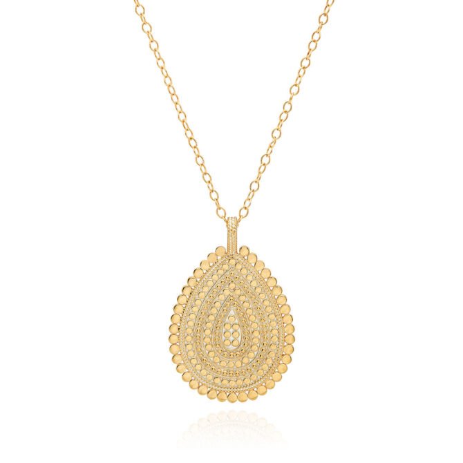 LARGE SCALLOPED TEARDROP NECKLACE