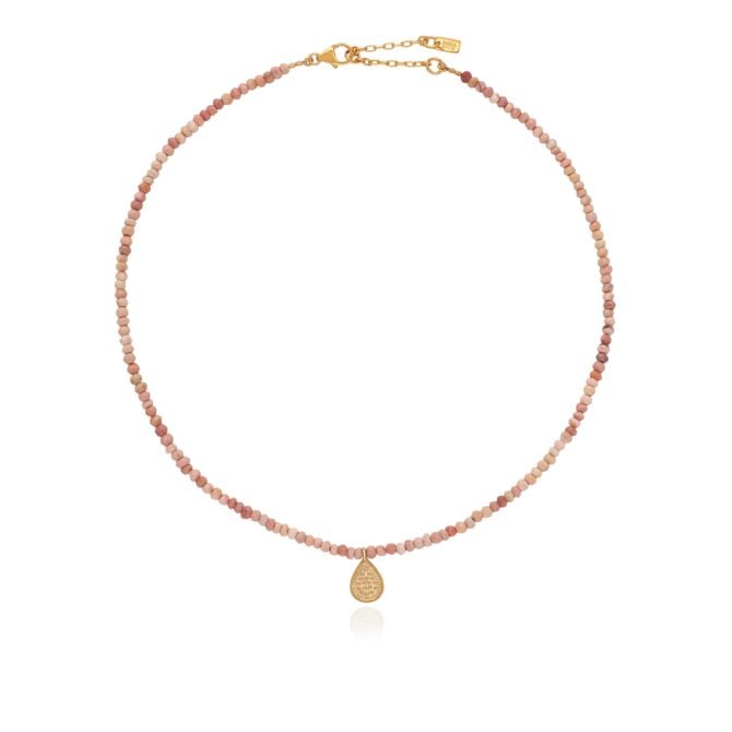 BEADED PINK OPAL DROP PENDANT NECKLACE - Image 4
