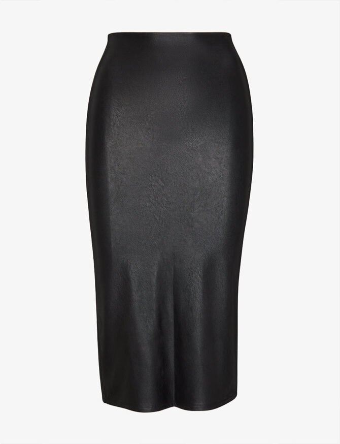 SK06 FAUX LEATHER MIDI SKIRT