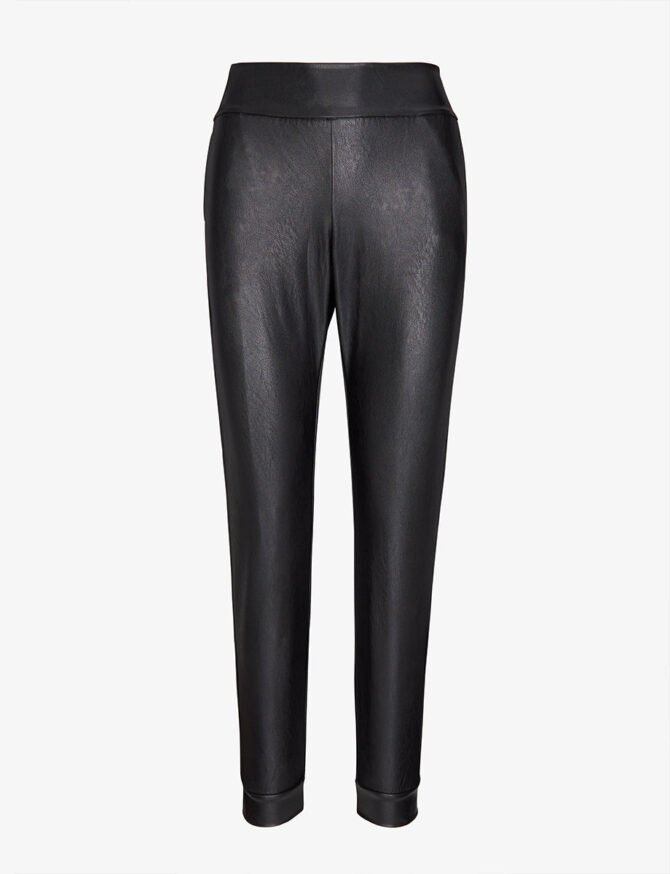 SLG45 BLACK FAUX LEATHER JOGGERS