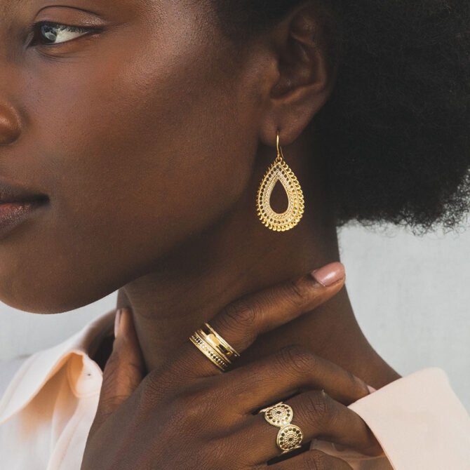 LARGE SCALLOPED OPEN DROP EARRINGS - Image 3