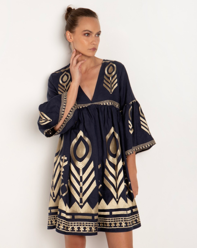 SHORT FEATHER BELL SLEEVE DRES