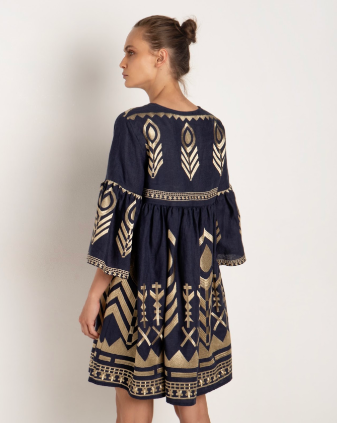 SHORT FEATHER BELL SLEEVE DRES - Image 3