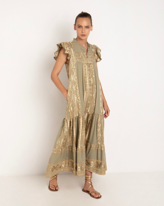 LONG ALL OVER OLD RUFFLES DRESS
