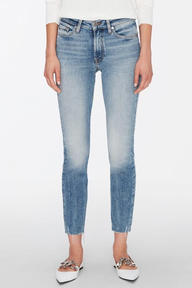 ROXANNE ANKLE DECADE JEANS WITH DISTRESSED HEM